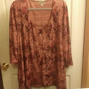 orange tunic with red rose designs